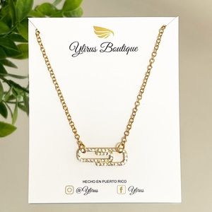 Stainless steel chain with safety pin 🔒 Zirconia necklace